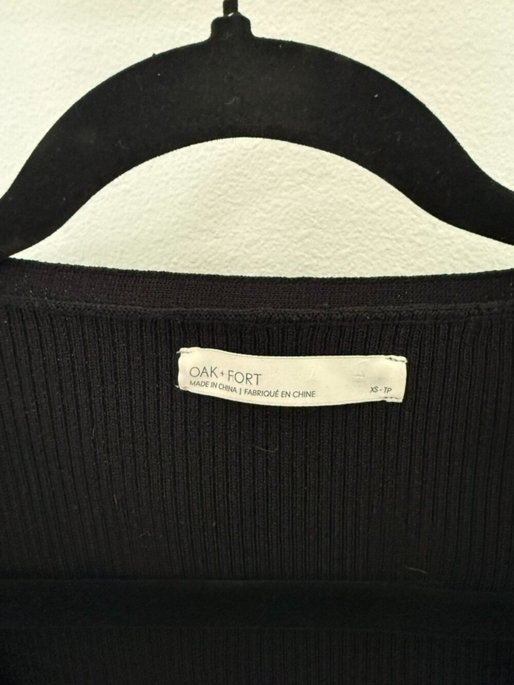 Oak and Fort Cropped Open Front Short Sleeve Ribbed Cardigan Black - Picture 6 of 7